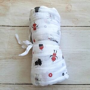 Perlim Pinpin Muslin Swaddle Blanket NWT Robot Print Cotton